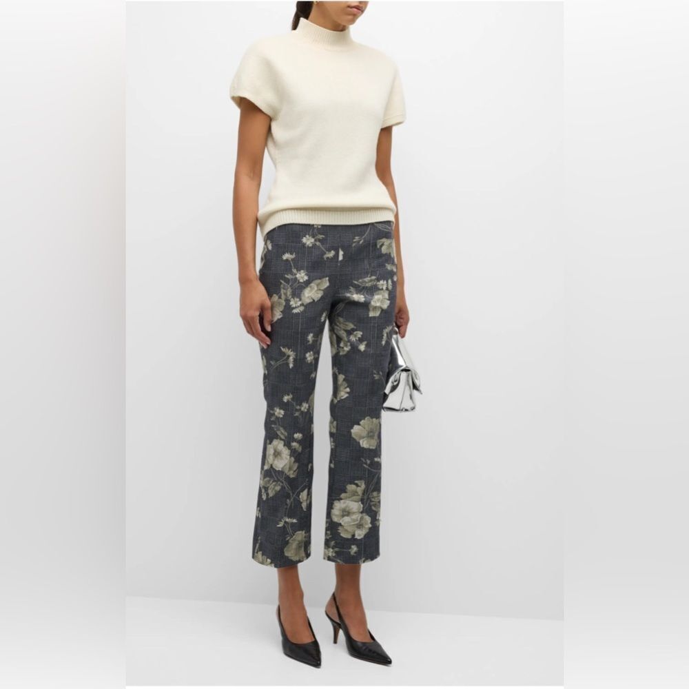 Lela Rose Mock-Neck Short-Sleeve wool Cashmere Sweater size L